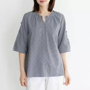 [데드라](99size)원콩버튼체크블라우스 TBF3209