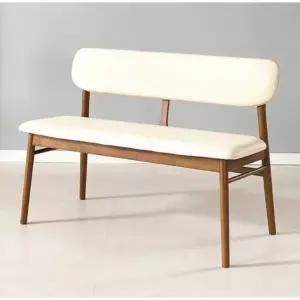 [자르파라]북유럽 감성 라운드 원목 PU 2인 벤치 체어(110cm)