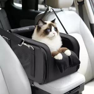 센터 콘솔용 3 in 고양이 카시트 어깨 손잡이 자동차용 휴대용 캐리어 소형견 및 접이식 반려동물 팔걸이
