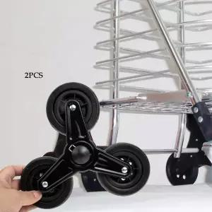 유모차 바퀴 교체 2Pcs 접이식 식료품 카트 고무 트라이 휠 직경 95cm 수리 부품 블랙 튼튼하고 쉽게 계단