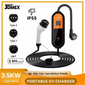 유모차 바퀴 교체 35KW 휴대용 전기차 충전기 타입2 차량 타입1 GB/T 16A 1상 고속 충전 EU 플매트 카펫 러