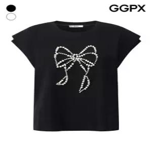 GGPX 러블리 진주 리본 더블 캡소매 티셔츠 GQ6TS023F)
