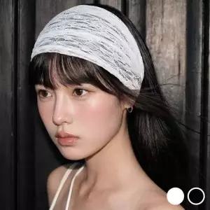 여성 트렌디 레이스 밴딩 와이드 데일리 스타일 캐주얼 헤어밴드