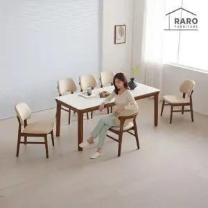 라로퍼니처 제너스 1900 연그레이 포세린 통 세라믹 6인 식탁 세트(식탁+의자6)
