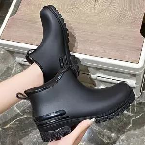 캐주얼 남여공용 아무 커플 비오느날 레인 미들 장화