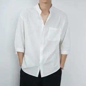 남자 7부 린넨셔츠 캐주얼 헨리넥 남방 셔츠 휴양지룩