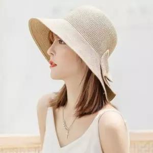 [패션] 라탄모자 왕리본 여름모자 썬캡 밀짚모자 2컬러 여성
