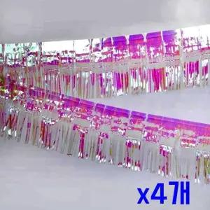 오로라클리어 은박 수술 커튼 파티 생일 가랜드 27m x4개