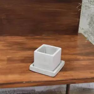 미니 정사각 화분 받침 세트 6x6x6cm 시멘트 소재 테이블소품