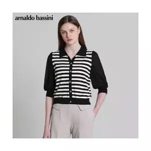 아날도바시니 ARNALDO BASSINI 와이넥카라 요꼬스트라이프 니트블라우스 택가격: 98000원 7374401337919