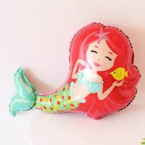 인어공주 핑크 풍선 76x48cm 헬륨풍선-인어공주핑크