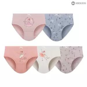 [엠알주니어]지젤 무형광 순면 여아삼각팬티 아동삼각속옷 5종세트_P347010367