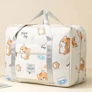 고양이 디자인의 넉넉한 수납 이불 여행파우치