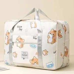 고양이 디자인의 넉넉한 수납 이불 여행파우치