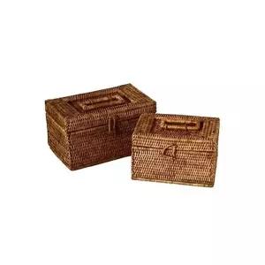 미얀마 미우 라탄 메디 박스 L NO.BK191 소품 디자인