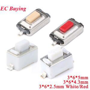 택트 스위치 마이크로 SMD 푸시 화이트 레드 단추  2 핀  3x6x4.3mm  100 개  20 개