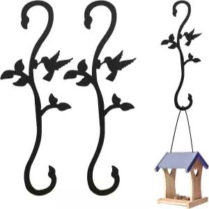 야외용 벌새 모이통 걸이 갈고리 목자 식물 집용 S 정원 울타리 바람 소리 꽃바구니 2PCS
