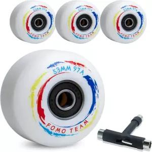포모 팀 스케이트보드 휠 53mm33mm 97A 4PCS 스트리트 ABEC-9 베어링과 T-툴 교체 포함