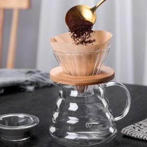 커피 메이커 위에 부어 유리 포함된 카라페 600ML 360 서버 필터가 4컵