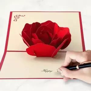1세트 발렌타인데이 로맨틱 3D 팝업 장미 초대장 웨딩 장식 카드 봉투