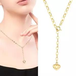 [골드퀸즈] 18K 3mm 볼륨 링크 통통하트 목걸이