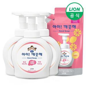 [라이온코리아]아이깨끗해 핸드워시 용기 490ml 3개+리필 450ml 2개