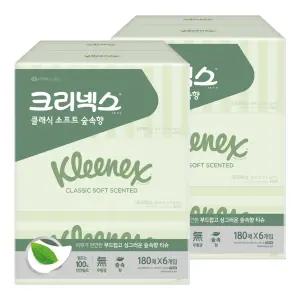 크리넥스 클래식 소프트 숲속향 미용티슈 180매X6개입 2팩