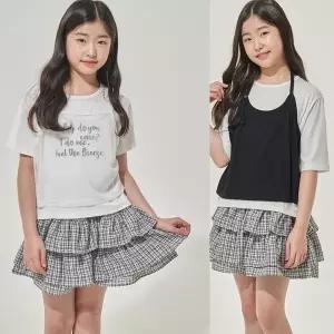 [모데쯔][행사룩] 주니어 10대 여름 체크 캉캉 주름치마 스커트 등교 10대 초등여아