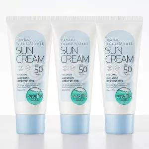 [타임딜] 바세린 내추럴 UV 쉴드 선크림 60ml 3개/ SPF50+ PA++++ 자외선차단+미백+주름개선