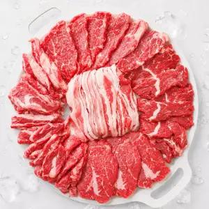 1  +1  +1  +1 수입 소고기 모둠 800g 소갈비살+살치살+부채살+우삼겹 캠핑 음식 고기 밀키트 미국산 소고기