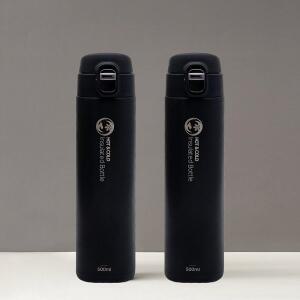 [리벤스]원터치 보온보냉 스텐 보틀 텀블러 500ml (블랙) 2P