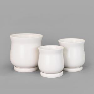 마이플랜트 밀키 세라믹 화분 인테리어 도자기 화분받침 세트 14호