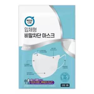 Q 깨끗한나라 입체형 비말차단 마스크 3입