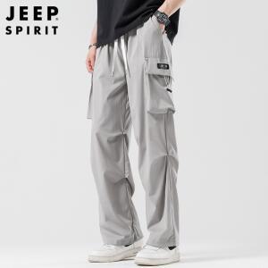 JEEP SPIRIT 남성용 입체포켓 셔링 와이드 밴딩 롱바지