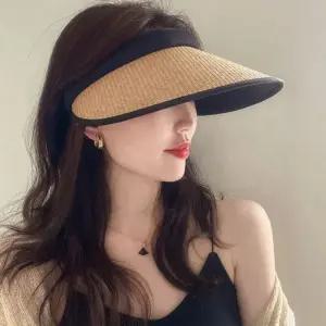 할인바이할인 [1+1] UV차단 라탄 썬캡 황금비율 소두핏 여성모자 컬러3종