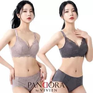 비비안 노와이어 브라 팬티 세트 레이스 저중심 여자 여성 속옷 브래지어 A B C 컵 PBR7168S