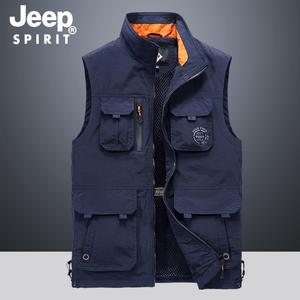 JEEP SPIRIT 멀티포켓 조끼 사계절 남성용 레저 아웃도 낚시 조끼  M-6XL