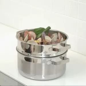 PN풍년 통3중 스테인레스 냄비 인덕션겸용 위더스 리네IH 24cm 양수냄비+찜기