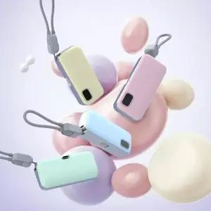 넥스트유 썬드라 BC2 도킹형 5000mAh 고속 충전 보조배터리 기내반입 휴대용 C타입 동시충전 잔량표시 LCD 초슬림 파스텔 4가지색상