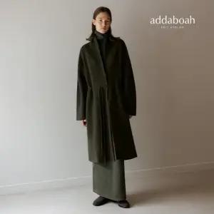 애드아보아 [최초가 179 000원] 25FW 라쿤울 블렌디드 이중직 벨티드 니트맥시코트