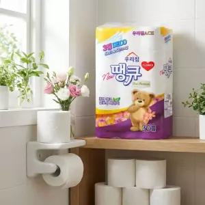 우리집 플라워땡큐 3겹 30롤 엠보싱 화장지 두루마리 휴지