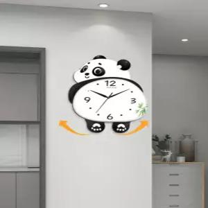 팬더 무소음 벽시계 만년달력 거실 인테리어 창의적 디자인 벽걸이 시계