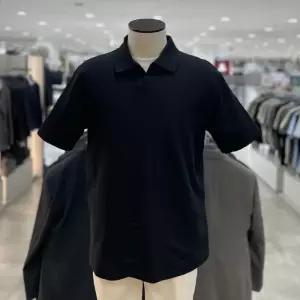[지오지아]미라쿨 소로나 오픈카라 반팔 티셔츠_ABF2TT1102_BK_DG