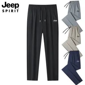 JEEP SPIRIT 남성 아이스 슬랙스 밴딩 팬츠 여름 쿨링 속건 스판 와이드 바지
