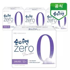 깨끗한나라 순수한면 제로zero 오버나이트 12개입x4팩