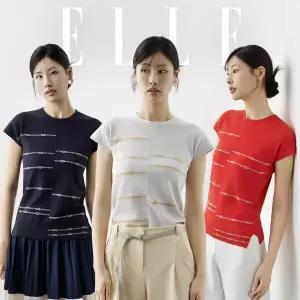 [론칭가 79900원][ELLE] 26SS 엘르 자카드 레이온 니트탑 3종