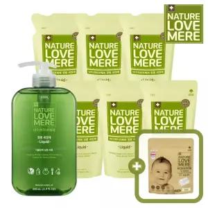 네이쳐러브메레 젖병세정제 액상 용기 650ml 1개 + 액상 리필 500ml 6팩 + [GIFT] 아기캡슐세제 10개입 1팩