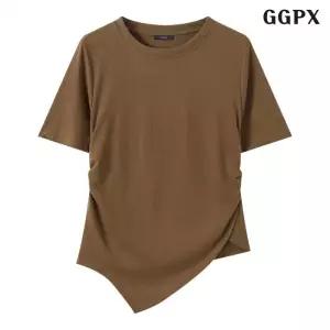 사이드 셔링 라운드 반팔 티셔츠 (GQBLW029D)