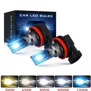 LED 자동차 안개등 전구, H11, H8, H4, H7, H9, 9005, HB3, 6000K 조명, 12000Lm, 3000K, 2 개
