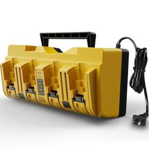DCB104 멀티 배터리 충전소 디월트 디월트 DEWALT 12V / 20V MAX 60V MAX 플렉스 리튬 이온 배터리DCB120 DCB203 DCB205 DCB206 DCB609 및 카고도르 카가 라피다와 호환되는 4포트 고속 충전기